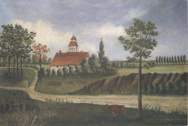 Landscape with Farm and Cow
